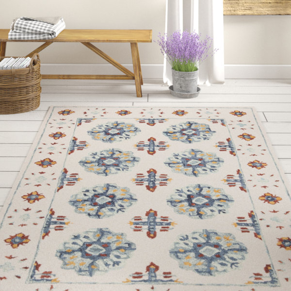 August Grove® Rivoli Handmade Wool Orange/Blue Rug Wayfair